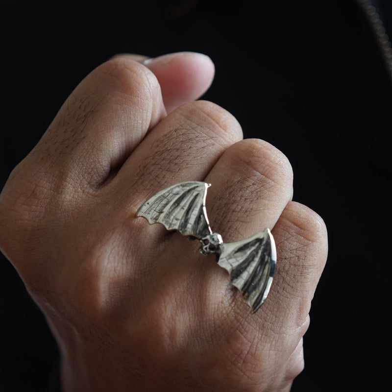 Bat Wings skull gothic sterling silver ring Boho Owl Angel Bird dragon Jewelry