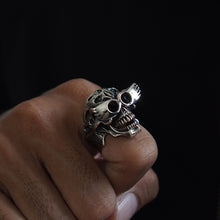 monster and Glasses skull for men made of sterling silver ring 925 biker style