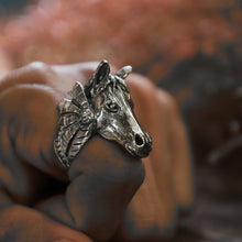 Horse Egyptian made of sterling silver ring 925 for men biker style