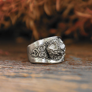 crown sterling silver Ring 925 Gothic biker viking men pagan skull vintage Royal