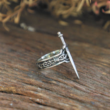 Medieval sword Viking biker sterling silver ring 925 for men protection gothic rock