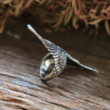Wings silver sterling ring 925 Owl feather Angel Bird handmade women Girl bohemian