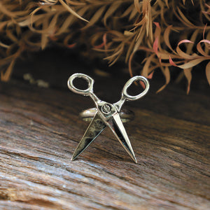 Barber scissors sterling silver ring 925 unisex old school Boho biker gothic men
