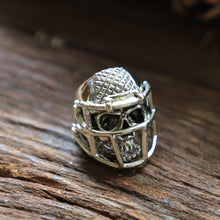 american football helmet skull sterling silver ring 925 biker men gothic chopper