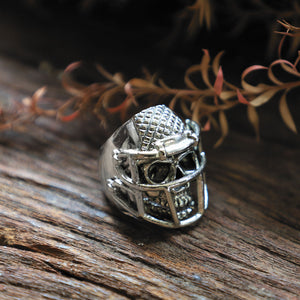 american football helmet skull sterling silver ring 925 biker men gothic chopper