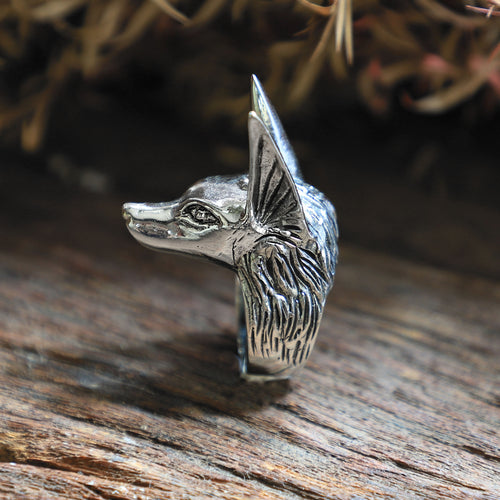 Anubis Egyptian sterling silver ring for men biker Vintage biker gothic fox wolf man