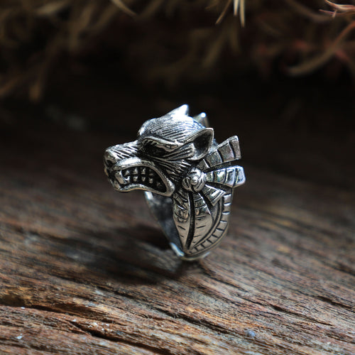 Anubis Egyptian sterling silver ring 925 for men biker Vintage biker gothic skull