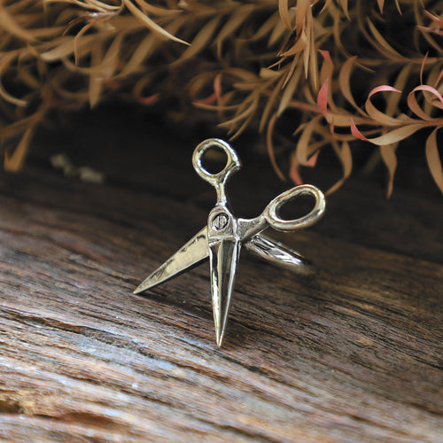 Barber scissors sterling silver ring 925 unisex old school Boho biker gothic men