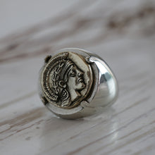 Ancient Greek Coin Ring Signet Silver 925 Men Alexander Biker Athena Goddess