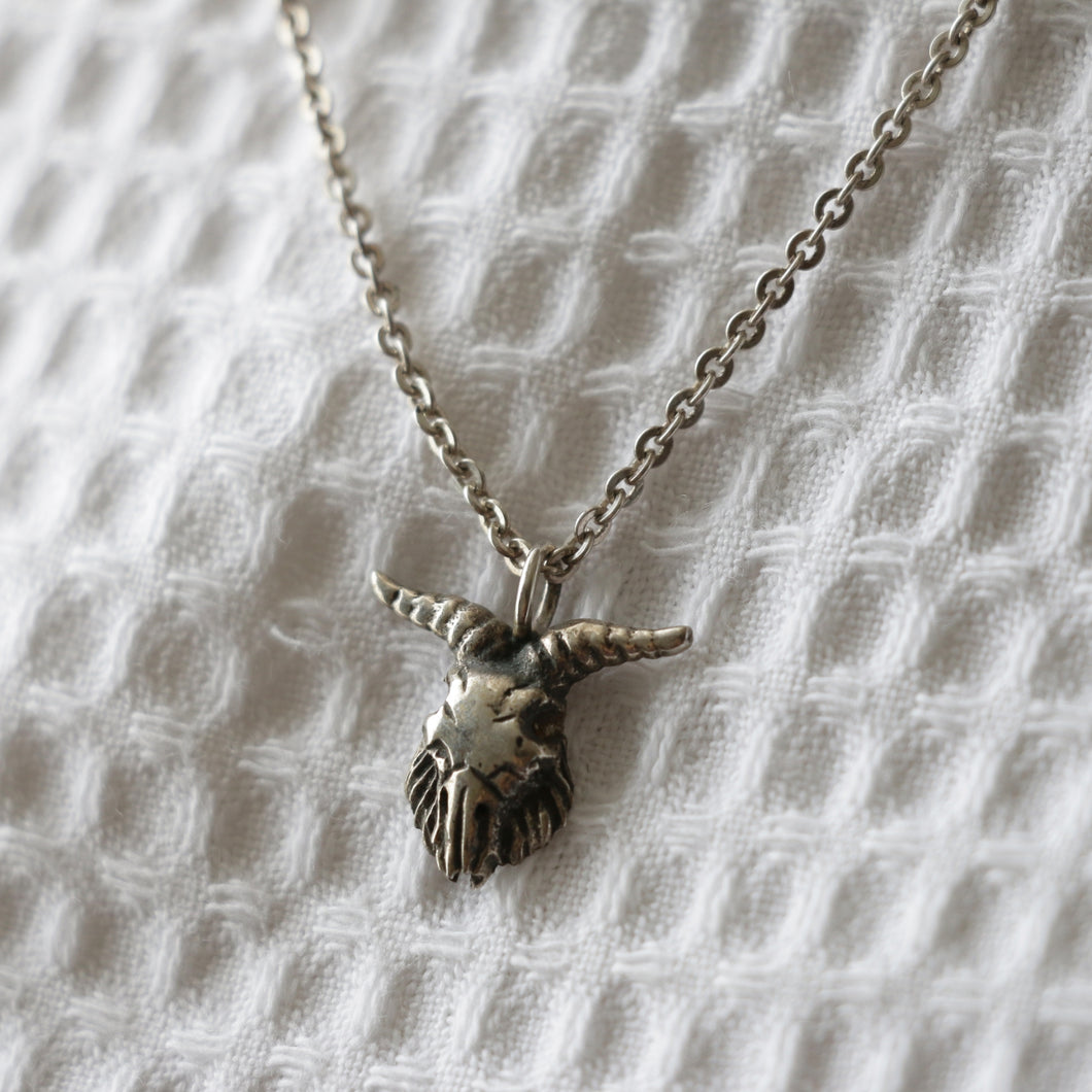 Goat Baphomet Pendant Necklace sterling silver 925 Vintage handmade tiny Satan Pentagram