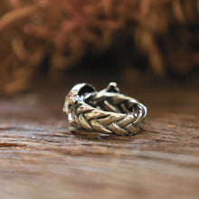 Skull crossbones braided knot sterling silver ring women bohemian pirate gothic