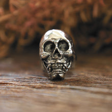 Vampire skull for men sterling silver ring 925 biker gothic celtic punk memento mori
