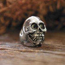 Vampire skull for men sterling silver ring 925 biker gothic celtic punk memento mori