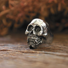 Vampire skull for men sterling silver ring 925 biker gothic celtic punk memento mori