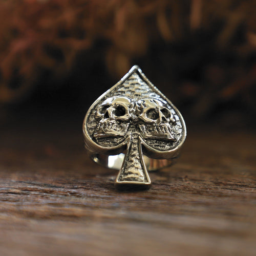 Ace spades skull made of sterling silver Ring 925 for men vintage style