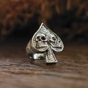 Ace spades skull made of sterling silver Ring 925 for men vintage style