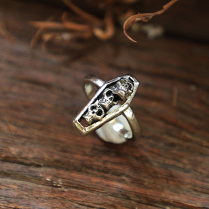 coffin skull made of sterling silver ring 925 for women gothic style