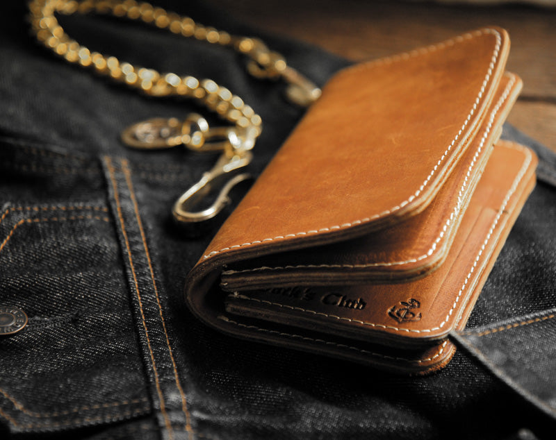 Brown Status Icons Wallet with Chain Lanyard