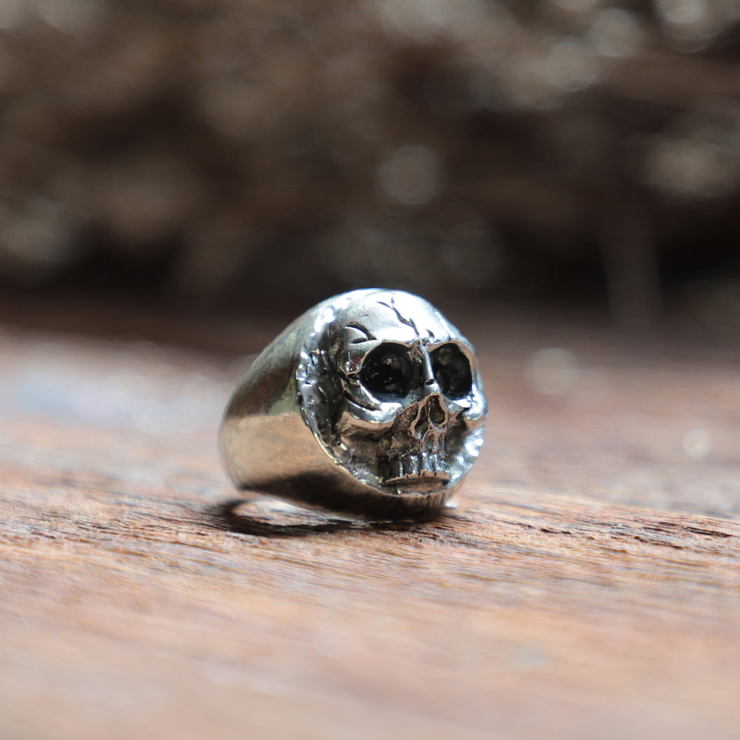 Circle skull ring men sterling silver 925 biker gothic celtic punk memento mori