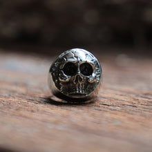 Circle skull ring men sterling silver 925 biker gothic celtic punk memento mori