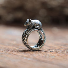 Little Mouse Circle ring women sterling silver 925 animal rat boho gift for her