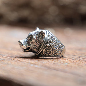 Gothic Teddy Bear ring men sterling silver 925 biker celtic punk viking animal