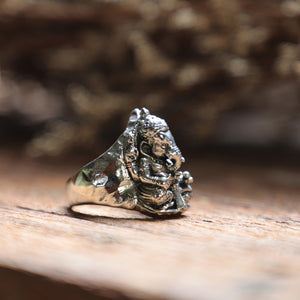 LORD GANESHA om symbol silver ring man elephant yoga Hindu gothic Biker skull