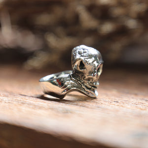 elf skull ring for men made of sterling silver 925 biker style