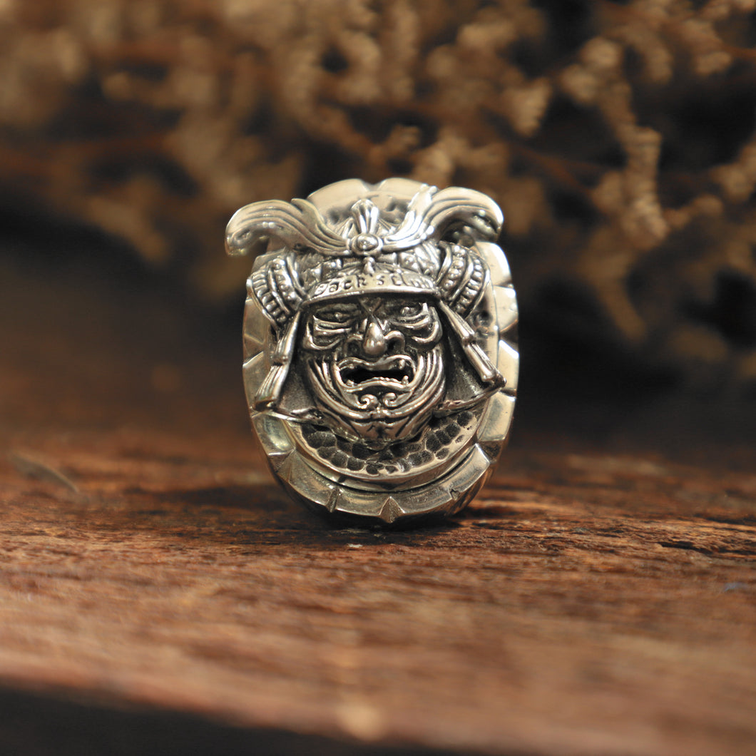 Samurai Mask Skull ring for men made of sterling silver 925 Japanese style