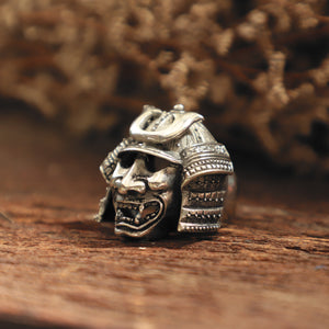 Samurai Mask ring for men made of sterling silver 925 biker style