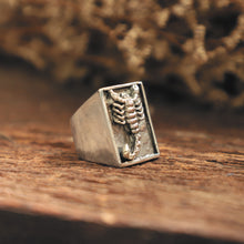 Gothic scorpion square ring for men made of sterling silver 925 biker style