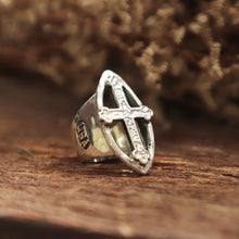 Gothic cross skull ring for men made of sterling silver 925 biker style