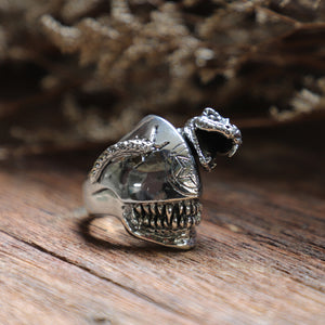 alien snake ring men sterling silver 925 pentagram biker monster cobra gothic