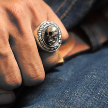 Gothic skull circle Ring for unisex made of sterling silver 925 biker style
