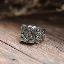 freemason sterling silver ring 925 gothic Biker men gothic masonic illuminati