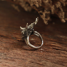 Deer Skull flower Ring for women made of sterling silver 925 Bohemian style