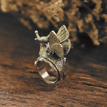 snail and butterfly ring for men made of sterling silver 925 boho style