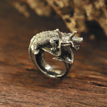 snail and crocodile ring for men made of sterling silver 925 boho style