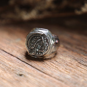 Alexander greek coin ring Biker silver sterling 925 gothic celtic men ancient