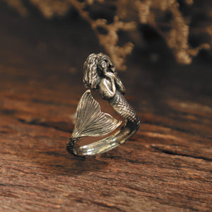 mermaid ring for unisex made of sterling silver 925 nautical style