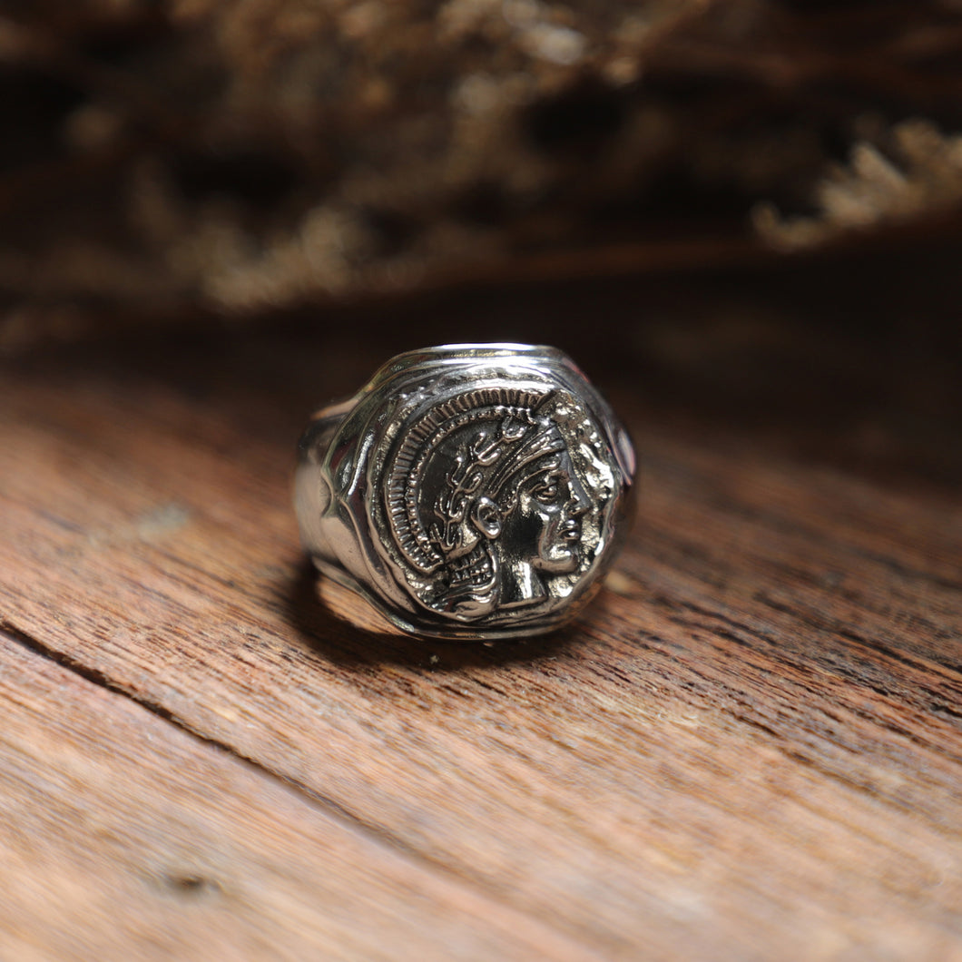 Alexander greek coin ring Biker silver sterling 925 gothic celtic men ancient