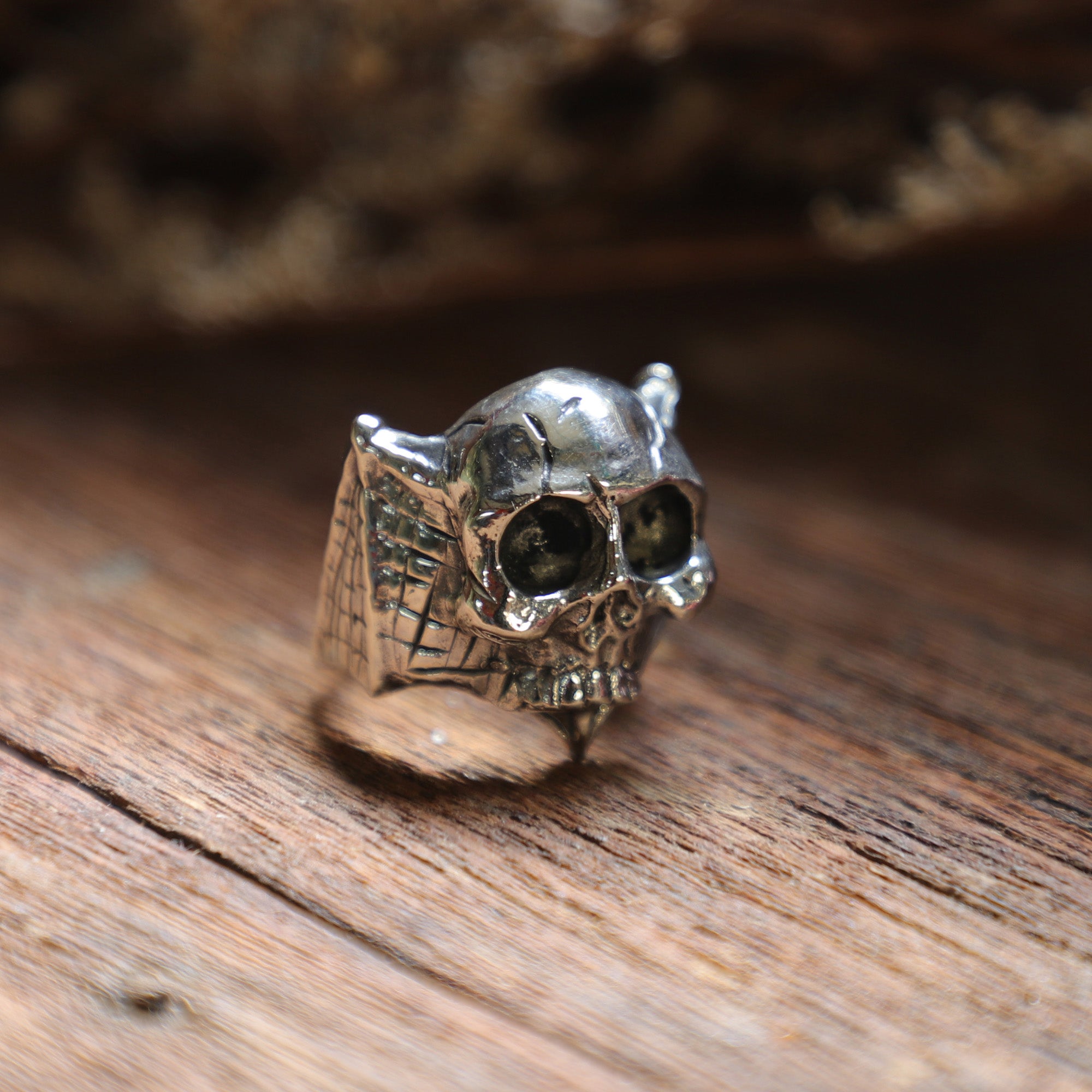 Mens Silver Skull Ring Diamond Crown | USA Made by Proclamation