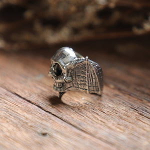 Bat wing skull Ring men sterling silver 925 gothic biker celtic monster vampire