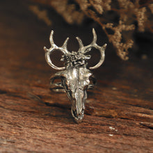 Deer Skull flower Ring for women made of sterling silver 925 Bohemian style
