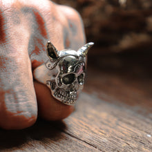 elf skull ring men sterling silver 925 biker viking gothic memento mori Monster