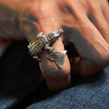 crocodile fish tail ring for unisex made of sterling silver 925 Bohemian style