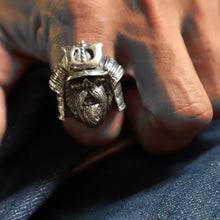 Samurai viking ring for men made of sterling silver 925 biker style