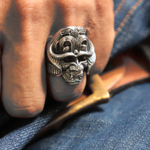geisha Hannya Mask ring for men made of sterling silver 925 biker style