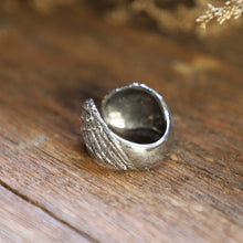 Owl Angel Wings sterling 925 silver Ring bohemian women bird minimal gypsy cute