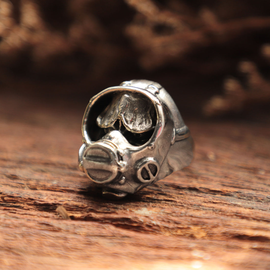 Monster scuba Diver ring for men made of sterling silver 925 biker style